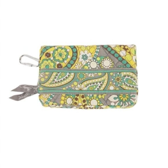 Vera Bradley Zip ID Case & Coin Purse –  Lemon Parfait, Floral Paisley Print - Picture 1 of 6